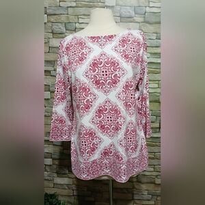 Charter Club Large Pink White Gothic Blouse Elegant